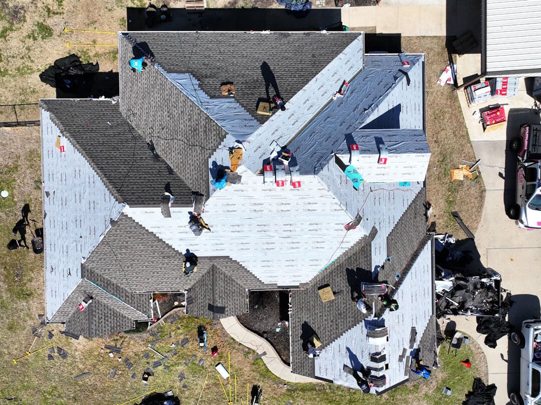 House getting a new roof installed in Keller